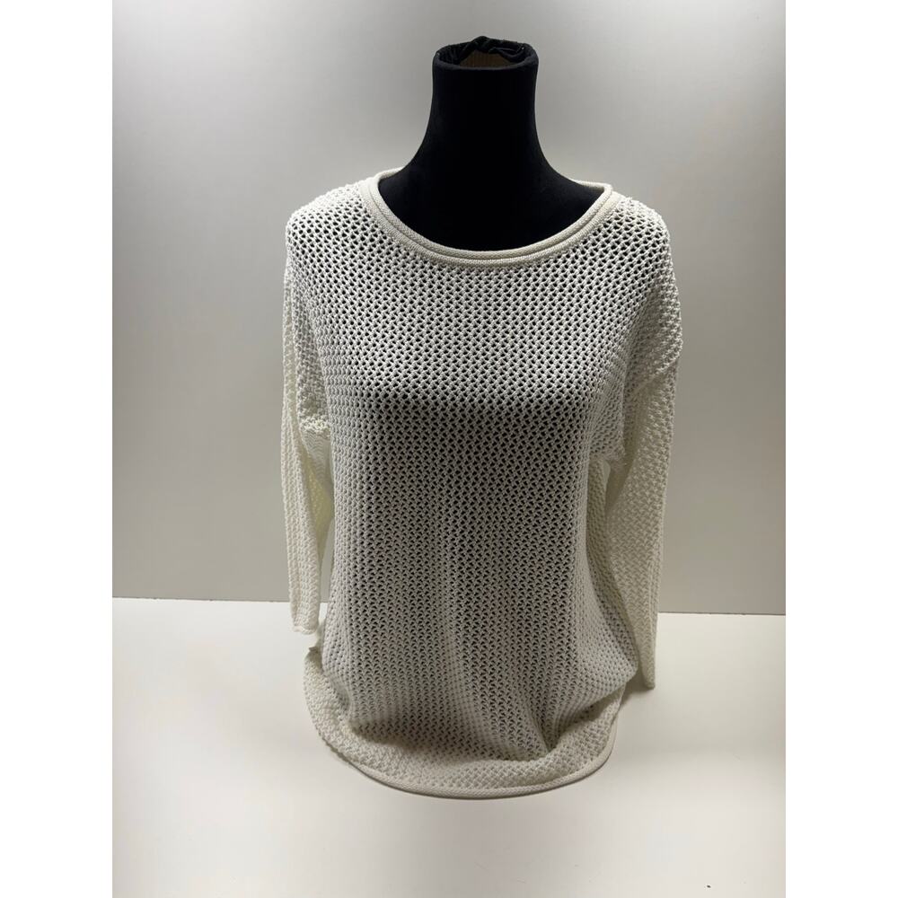 Lauren Ralph Lauren Women’s Crochet Knit Tunic Top Sz Medium White Quiet Luxury